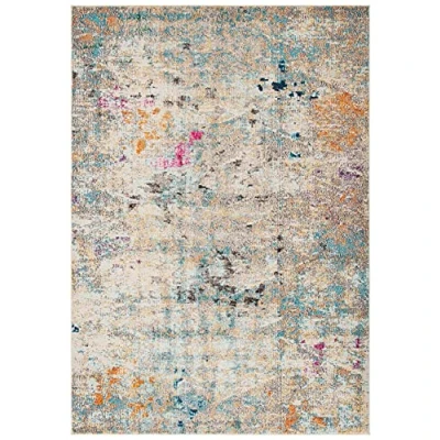 Image of Safavieh Modern Chic Rug for Living Room, Dining Bedroom Madison Collection, Short Pile, in Grey and Gold, 91 X 152 cm