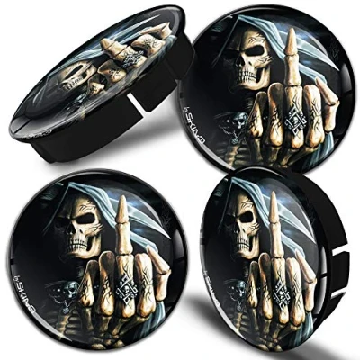 Image of SkinoEu® 4 x 60mm 3D Gel Car Wheel Centre Universal Rims Hub Center Caps Vehicle Auto Tuning Emblem Skull C 25