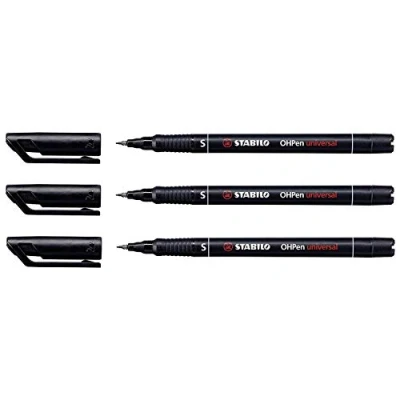 Image of STABILO OHPen Permanent Marker Pens for Transparent Superfine Tip Black Pack of 6aa