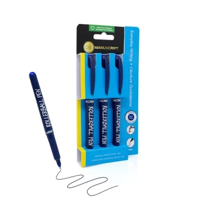 Image of MANUSCRIPT Rollerball Pens (Pack of 3) (Blue)