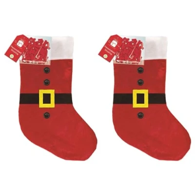 Image of Quickdraw 2 x Personalised Christmas Stockings Santa Sack Add Your Own Name Boy or Girl Xmas Gift Stocking Santas Boot