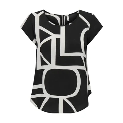 Image of ONLY Onlvic Print Tshirt, Women&#039;s, Size: 14, Black