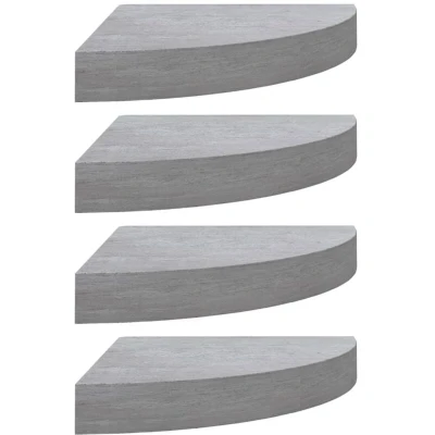 Image of vidaXL Wall Corner Shelves 4 pcs Concrete Grey 35x35x3.8 cm MDF