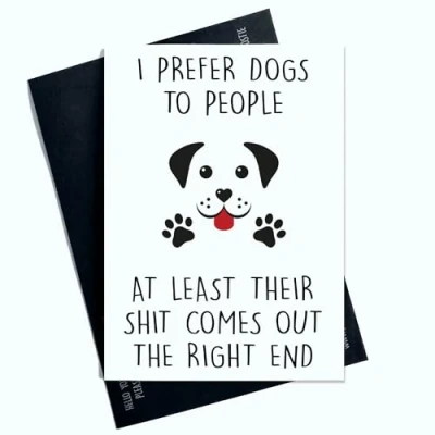 Image of Peachy Antics Birthday Card I Prefer Dogs to People Dog Mum Dad Funny For Him Her SP189