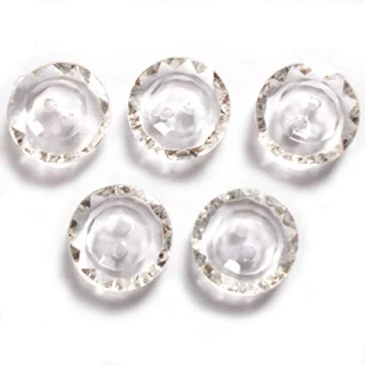 Image of Cut Edge Clear Pastel Round 2 Hole Buttons 15mm Wide Pack of 5 (Clear)