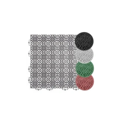 Image of andiamo Terra Sol Patio Tiles Click System Plastic Panels Outdoor for Balcony Floor Exterior Flooring Weatherproof Panel Interior 5 Square Metres Light Grey