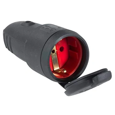 Image of as Schwabe Gummi Kupplung 230 V / 16 A ohne Kabel Schuko mit doppeltem Schutzkontakt für den Außenbereich IP 44 Made in Germany Schwarz I 60415