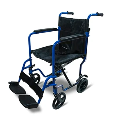 Image of Aidapt Folding Lightweight Attendant Propelled Aluminium Wheelchair with Brakes, Lap Strap, Removable Foot Rests. Ideal for Every Day Use Indoors and Outside