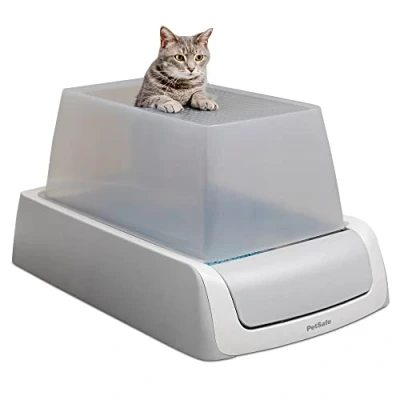 Image of PetSafe ScoopFree Automatic Self Cleaning Hooded Cat Litter Box Ultra, Top Entry Purple or Taupe Covered 2nd Generation Includes Disposable Tray with Premium Blue Crystal and Hood