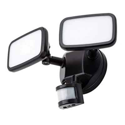 Image of LITECRAFT Alma Floodlight Twin LED Outdoor Fitting with PIR Motion Sensor Black
