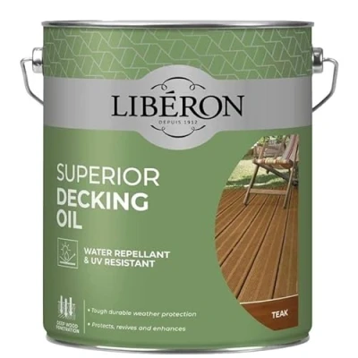 Image of Liberon Superior Decking Oil Water Repellent and UV Resistant (Teak 5 Litre)