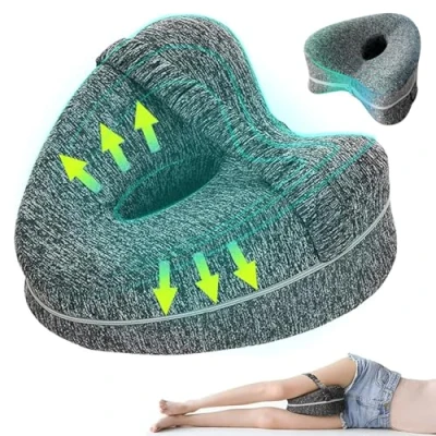 Image of Knee Pillow for Sleeping on Side, Ergononmic Memory Foam Wedge Pillow, Heart Shape Support Pregnancy Bed Leg Cushion Orthopaedic Sleeping, Relieve Sciatica &amp; Hip Pain(Grey)