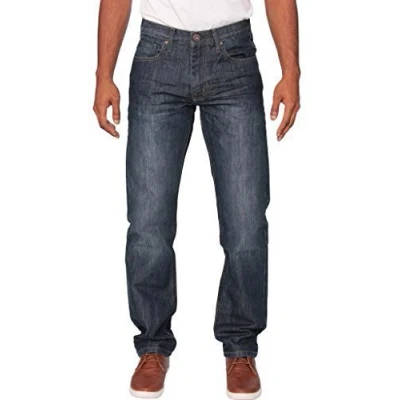 Image of New Mens Enzo Regular Fit Straight Denim Blue Jeans Pants All Waist Sizes Indigo 46 W X30L