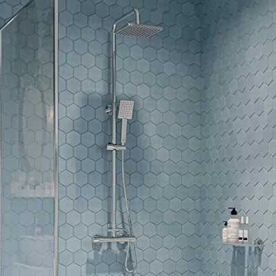 Image of Gainsborough GDSE Thermostatic Bar Mixer Shower with Adjustable &amp; Drencher Heads Square Chrome Modern 1 Spray Pattern