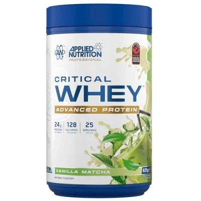 Image of Applied Nutrition Critical Whey Protein Powder 24g per Serving, High Powder, Shake with BCAAs &amp; Glutamine Muscle Growth Recovery (825g 25 Servings) (Vanilla Matcha)