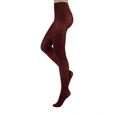 Image of CALZITALY Wool Tights, Pantyhose, Winter Thermal Tights Beige, Burgundy, Grey, Brown, Navy, Black, Green, Violet S, M, L, XL 100 DEN Made in Italy (XL, Burgundy)