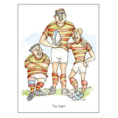 Image of Farm Cottage Brands A5 Rugby Greeting card &#039;The Team&#039; for thank you&#039;s, invitations, birthdays etc. Blank inside your own message and supplied cellophane wrapped with an envelope (AC052)