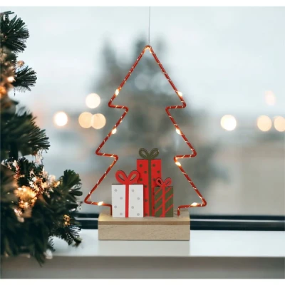 Image of St Helens Home &amp; Garden Xmas Haus Light Up LED Festive Wired Christmas Tree Display Battery Operated