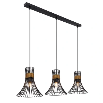 Image of Purra Bar Pendant Ceiling Light Black 3x E27