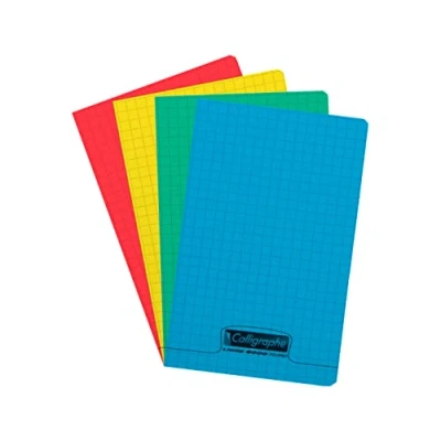 Image of Clairefontaine Ref 18070C Calligraphe PP Stapled Notebook (48 Sheets) 11 x 17cm, Squared Ruling, 90gsm Vellum Paper, Polypro Cover Random Colour