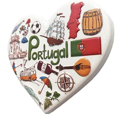 Image of 3D Portugal Heart Shaped Refrigerator Magnet Tourist Souvenirs Resin Magnetic Stickers Fridge Home &amp; Kitchen Decoration from China (Portugal)
