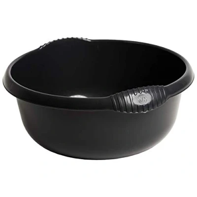 Image of 2 X Black High Grade 36cm Medium Circular Round Washing Up Bowl Basin Mixing