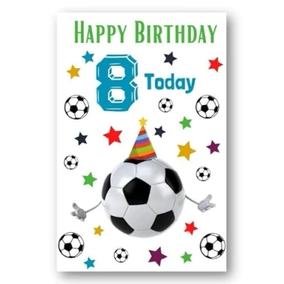 Image of Second Ave 8th Birthday Age 8 Football Children&#039;s Kids Happy Card Greetings