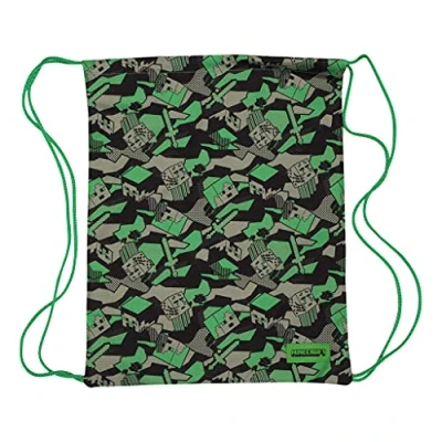 Image of Minecraft Camo Creeper Gym Bag, Kids, One Size, Green/Black, Official Merchandise