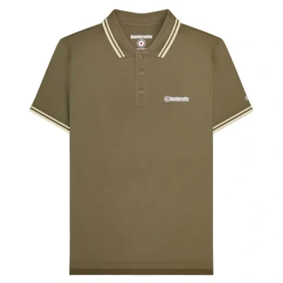 Image of Lambretta Mens Twin Tipped Polo Shirt Khaki/Oatmeal 4XL