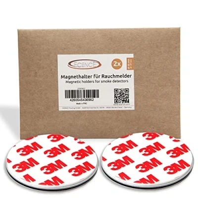 Image of ECENCE 2pcs Magnetic Smoke Detector Mount Adhesive Pads for Alarms Ø 50mm Fast &amp; Safe Mounting No Drilling Or Screws Fire Protection Installation Tool