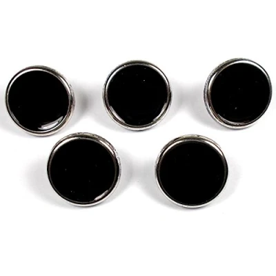 Image of Dress Shirt Round Enamelled Buttons 10mm Wide Pack of 5 (Silver with Black)