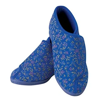 Image of Performance Health Ladies Patterned Slipper Booties Size 6, Blue