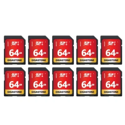 Image of GIGASTONE 64GB 10 Pack SD Card UHS I U1 Class SDXC Memory High Speed Full HD Video Canon Nikon Sony Pentax Kodak Olympus Panasonic Digital Camera with Mini Cases