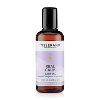 Image of Tisserand Aromatherapy Real Calm Bath Oil 100% Pure Essential Lavender, Bergamot, and Patchouli Calming 100ml