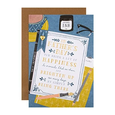 Image of Hallmark Large Fathers Day Card, Poetic Verse, Heartfelt Text, Traditional, Dad, Father, Step Grandad, Blue, Yellow