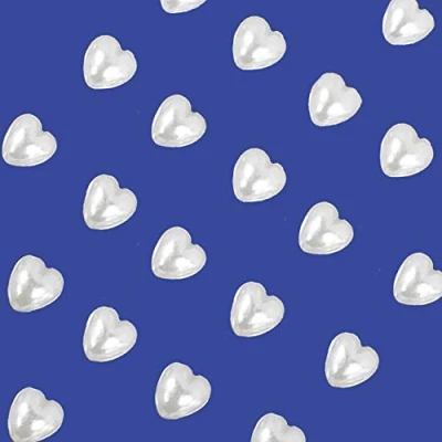 Image of 6mm Elegant Pearl Heart Stickers Self Adhesive 3D Gem Love Craft Stickers, 88pcs (White)