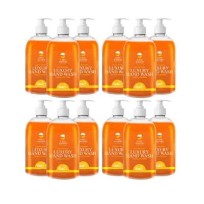 Image of Safe Hands Luxury Hand Wash Orange &amp; Bergamot 12 x 500ml Moisturising Soap liquid Antibacterial Anti Bac Removes 99% of Bacteria Kind to Skin
