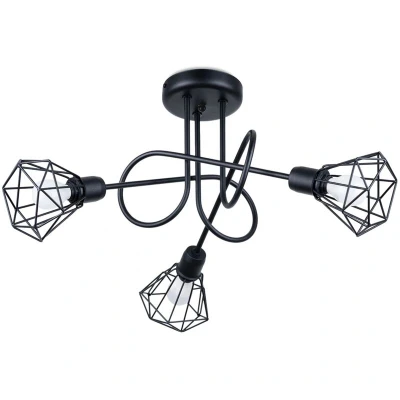 Image of Artemis Multi Arm Semi Flush Ceiling Lamp Black