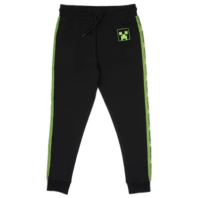 Image of Minecraft Boys Tracksuit Bottoms 100% Cotton Trousers Black Joggers Jogging Kids Merchandise Age 11 12 Years