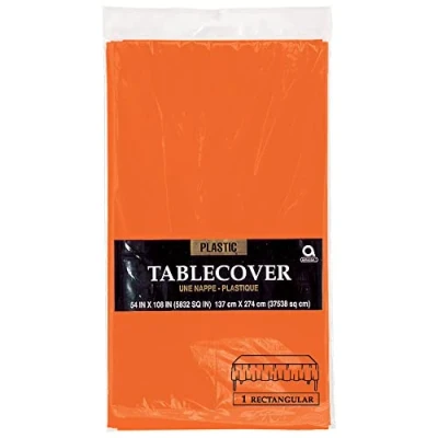 Image of Amscan 77015 05 Tablecover Plas Rect:Orange