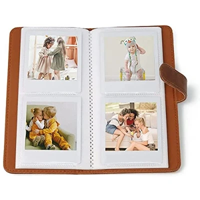 Image of Mini Photo Album for Fujifilm Instax Square SQ6, 80 Pockets Premium PU Leather Film Wallet SQ1/SQ10/SQ20/SQ6 Camera and SHARE SP 3 Polaroid Printer Brown