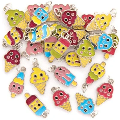 Image of Baker Ross FE389 Ice Cream Bracelet Charms Pack of 30, Perfect for Kids Jewellery Making Activities, Bracelets, Necklaces, Bead Art Activities or Party Crafting