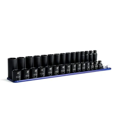 Image of Capri Tools 3/8 in. Drive Metric Shallow and Deep Impact Socket Set with Billet Aluminum Rail (30 Piece), 8 22 mm, CP53000 30MSDR