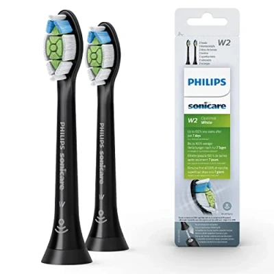 Image of Philips Sonicare Original W2 Optimal White Standard Sonic Toothbrush Heads 2 Pack in Black (Model HX6062/13)