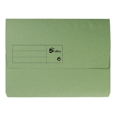 Image of 5 Star Office Document Wallet Half Flap 285gsm Recycled Capacity 32mm A4 Green [Pack of 50]