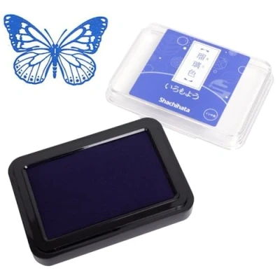 Image of IROMOYO Stamp PAD, for Journaling and Scrapbooking Traditional Japanese Ink Colour, Oil Based pad Blue, Speedy Drying Time
