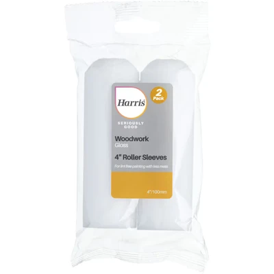 Image of Harris Paint Roller Sleeves, 4&quot;, for Painting Woodwork with Gloss, Pack of 2