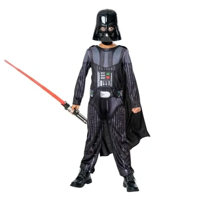 Image of Rubie&#039;s 3014783 4000 Darth Vader With Non light Up Lightsaber Kids Fancy Dress, Boys, Multicoloured, 3 4 Years