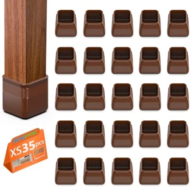 Image of Chair Leg Floor Protectors, 35pcs BAIPOK Silicone Covers Caps for Hardwood Floors with Wrapped Felt, Furniture Feet Protectors Pads (X Small）