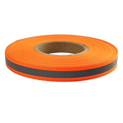 Image of Silver Reflective Webbing Ribbon DIY Fabric Tape Trim Strip for Chothing Sew On 20mm x 50M (Orange)